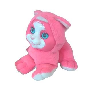 1990s Hasbro Pet Surprise Kitten Sound WORKS Bright Pink Plush Stuffed Cat Meows